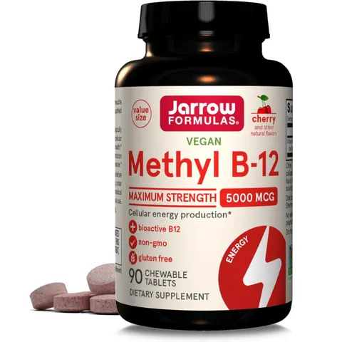 Jarrow Formulas, Methyl B-12, Cherry, 5,000 mcg, 90 Chewable Tablets – image 1