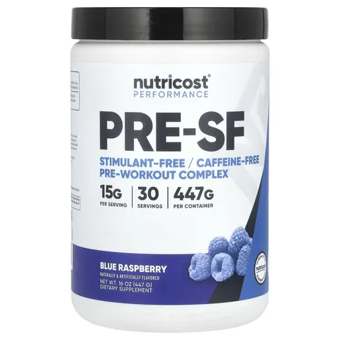 Nutricost, Performance, Pre-SF, Stimulant-Free Pre-Workout Complex, Blue Raspberry, 16 oz (447 g) – image 1
