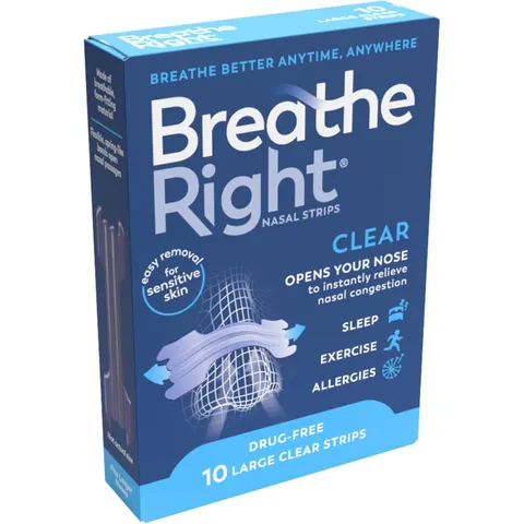 Breathe Right Nasal Strips CLEAR 10 LARGE – image 1