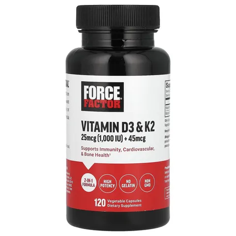 Force Factor, Vitamin D3 & K2 , 120 Vegetable Capsules – image 1
