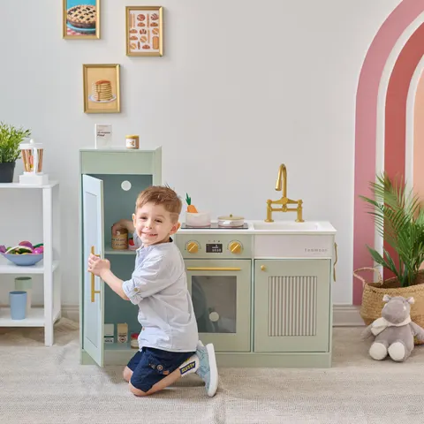 Teamson Cocina chester con nevera, verde, 80cm – imagen 1