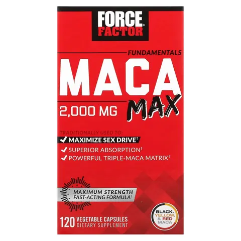 Force Factor, Fundamentals, Maca Max, 2,000 mg, 120 Vegetable Capsules (500 mg per Capsule) – image 1