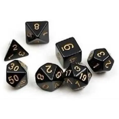 Solid Black & Gold Polyhedral Dice Set – image 1