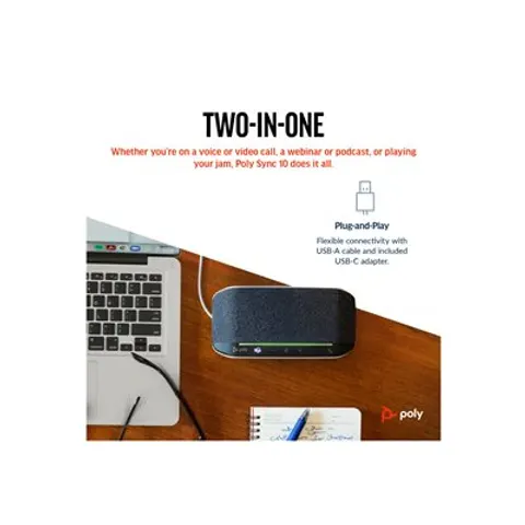 HP Poly Sync 10 USB-A USB-C Speakerphone – Grau – Bild 1