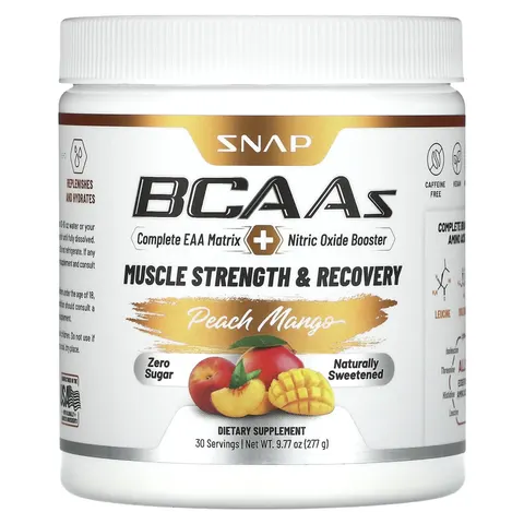 Snap Supplements, BCAAs, Peach Mango, 9.77 oz (277 g) – image 1
