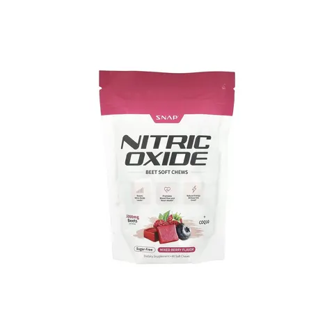 Snap Supplements, Nitric Oxide Beet Soft Chews, Sugar Free, Mixed Berry, 60 Soft Chews – image 1