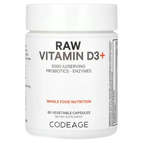 Codeage, Raw Vitamin D3+, 5,000 IU, 60 Vegetable Capsules – image 1