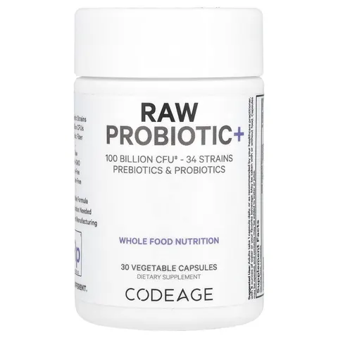 Codeage, Raw Probiotic+, 100 Billion CFU, 30 Vegetable Capsules – image 1