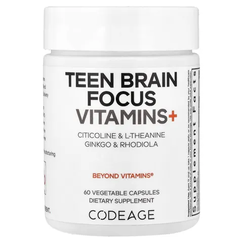 Codeage, Teen Brain Focus Vitamins+, 60 Vegetable Capsules – image 1
