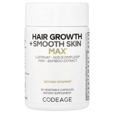 Codeage, Hair Growth + Smooth Skin, Max, 30 Vegetable Capsules – image 1