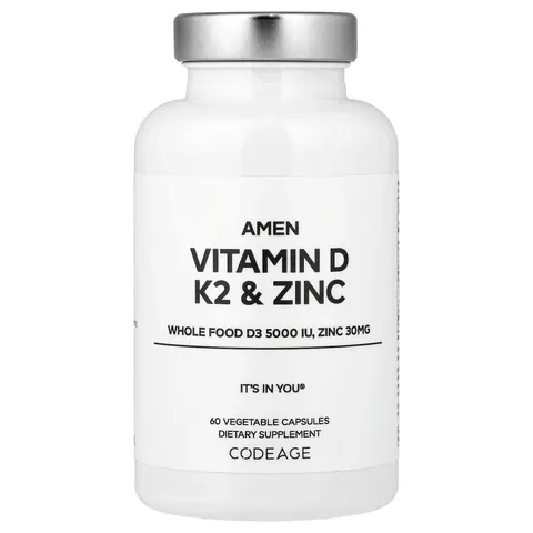 Codeage, Amen, Vitamin D, K2 & Zinc, 60 Veggie Capsules – image 1