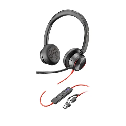 HP Poly Blackwire 8225 Stereo Microsoft Teams Certified USB-C Headset +USB-C/A Adapter – Schwarz – Bild 1