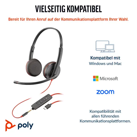 Poly Blackwire 3225 Stereo USB-C/A/3,5mm – Schwarz – Bild 1