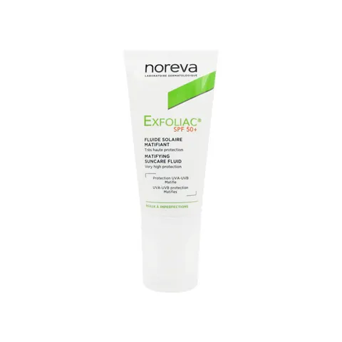 Noreva Dagcrème Exfoliac Matifying Suncare Fluid – afbeelding 1