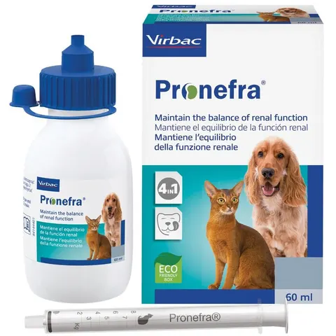 VIRBAC Srl Pronefra Mangime Complementare per Cani e Gatti - Supporto per la Funzionalità Renale - 60ml – immagine 1