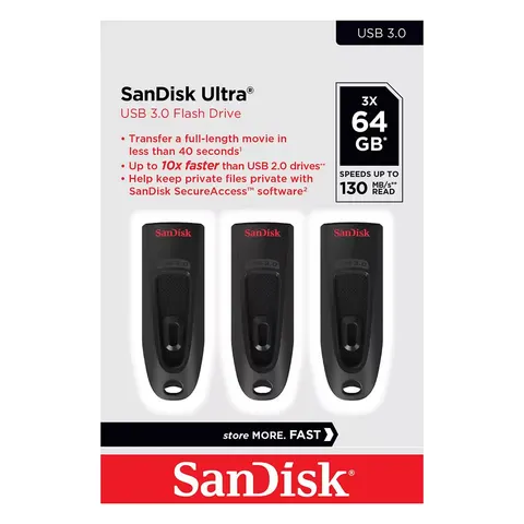 SanDisk Ultra USB-Sticks 64 GB, 3-Pack – Bild 1