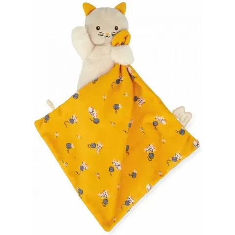 Doudou chat Carré douceur Jaune - Kaloo – image 1