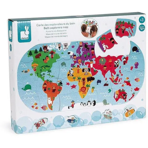 Puzzle Carte des explorateurs du bain - Janod – image 1