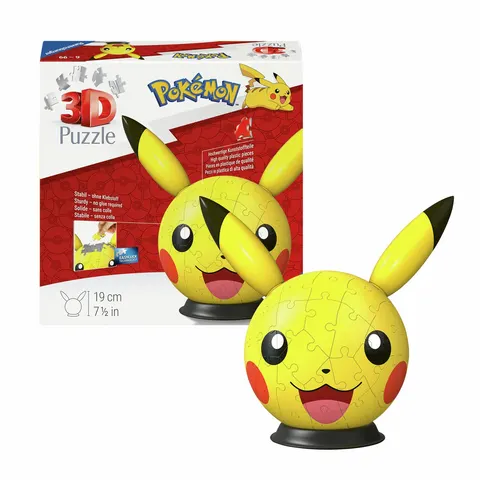 Ravensburger Pokémon Pikachu with Ears 3D Puzzle Ball – image 1