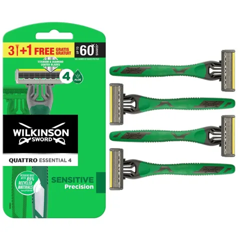 Wilkinson Sword Maquinilla Quattro Titanium Sensitive 3 uds + 1 GRATIS – imagen 1