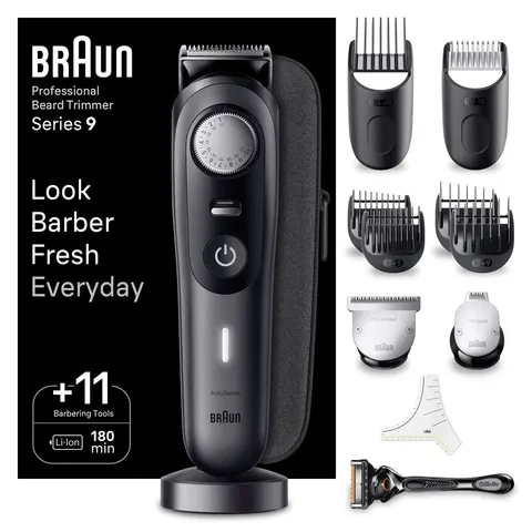 BRAUN BT9441 Barttrimmer mit Präzisionsrad, Schwarz – Bild 1