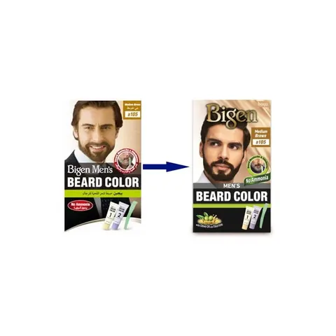 Bigen Men's Beard Colour Medium Brown B105 – image 1