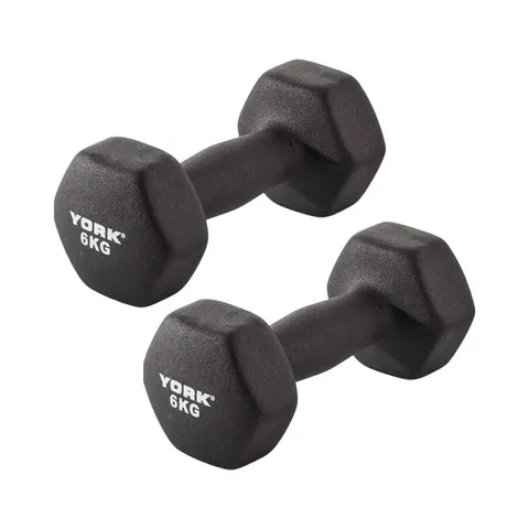 York Neoprene Hex Dumbbells 2 x 6kg – image 1