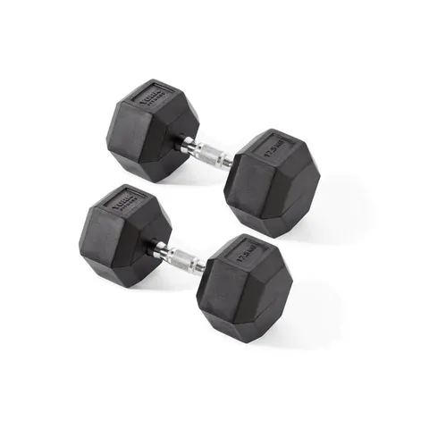 York Rubber Hex Dumbbells 2 x 17.5kg – image 1