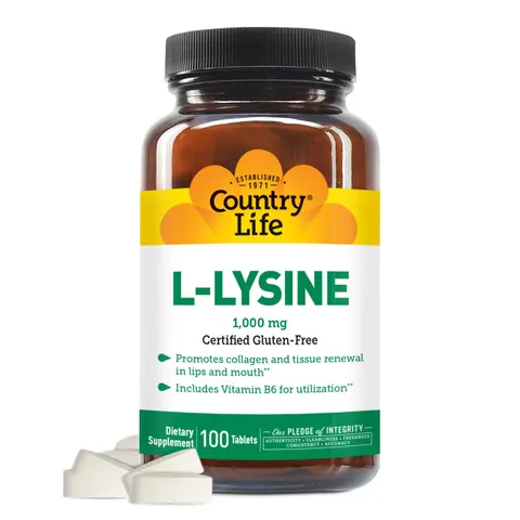 Country Life, L-Lysine, 100 Tablets – image 1