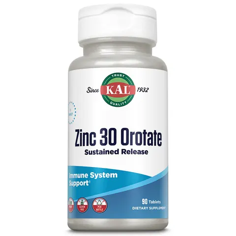 KAL, Zinc 30 Orotate, Sustained Release, 90 Tablets – image 1