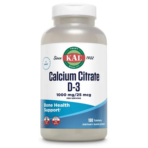 KAL, Calcium Citrate D-3, 180 Tablets – image 1