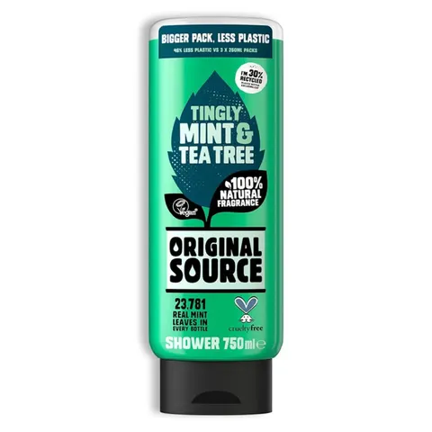 Original Source Tingly Mint & Tea Tree Invigorating Shower Gel 750ml for a Refreshing and Energising Daily Cleanse – image 1