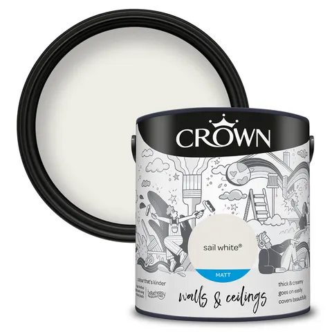 Crown Walls & Ceilings Matt 2.5L Sail White – image 1