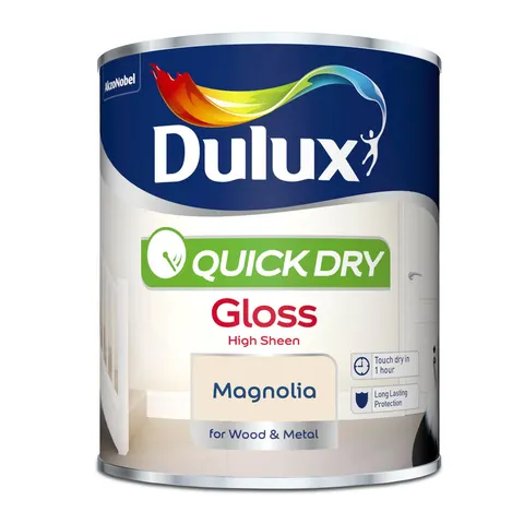 Dulux Quick Dry Gloss Magnolia 750ml – image 1