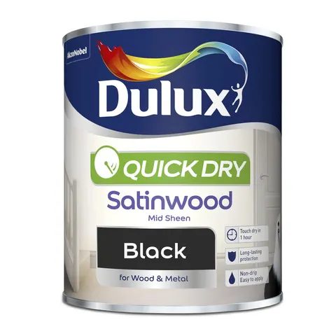 Dulux Quick Dry Satinwood Black 750ml – image 1