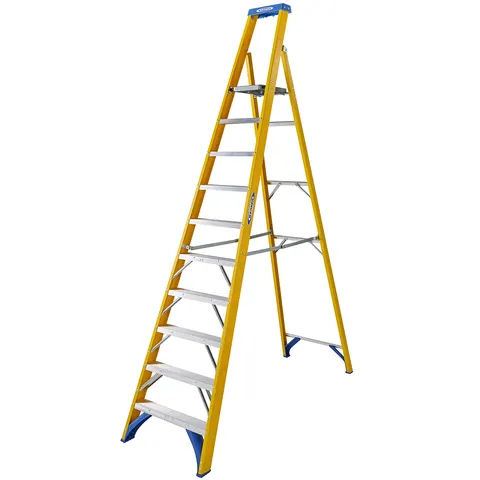 Werner 7171018 Fibreglass Platform Stepladder Trade 10 Tread – image 1