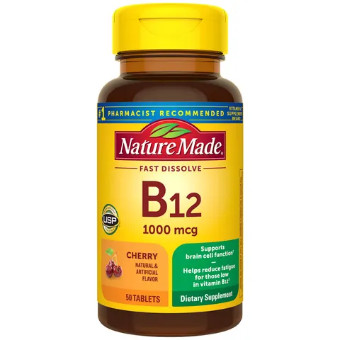 Nature Made, B-12 Sublingual, Cherry, 1,000 mcg, 50 Tablets – image 1