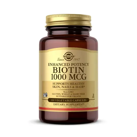 Solgar, Enhanced Potency Biotin, 1,000 mcg, 100 Vegetable Capsules – image 1