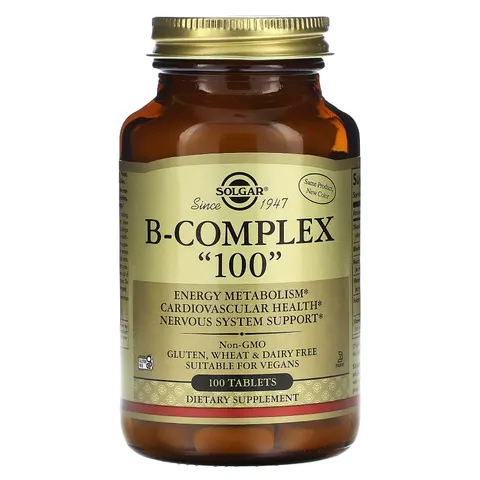 Solgar Vitamin B-Complex 100 — Extra High Potency B-Complex for Vegans, 100 Tablets – image 1