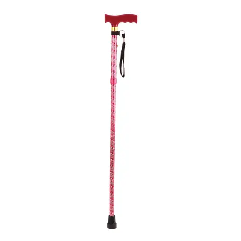 Aidapt Extendable Plastic Handled Walking Stick with Engraved Pattern in Red (Eligible for VAT relief in the UK) – image 1
