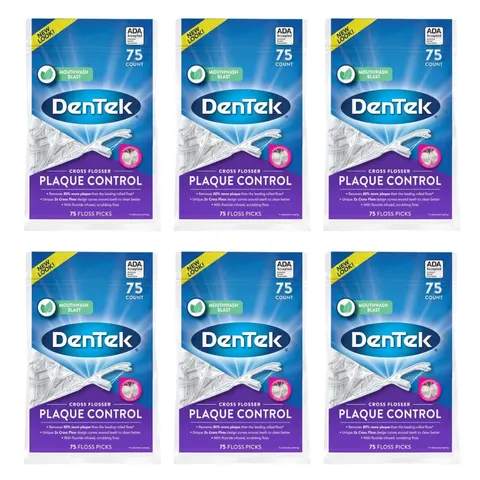 DenTek Cross Flosser Plaque Control Floss Picks – 75 Count (6 Pack) – image 1