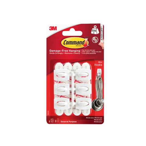 Command Adhesive Strip Mini Hooks – White – image 1