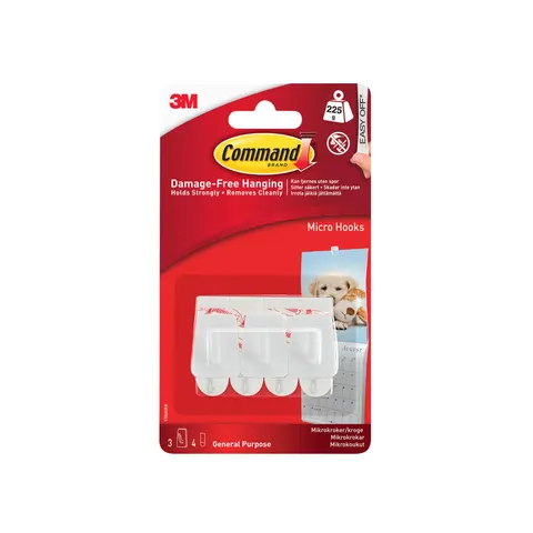 Command Adhesive Strip Micro Hooks – White – image 1