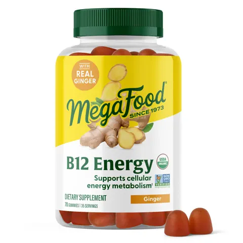 MegaFood, B12 Energy, Ginger, 70 Gummies – image 1