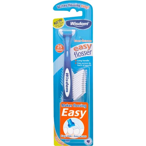 Wisdom EASY FLOSS Handle & 25 Flosser Heads – image 1