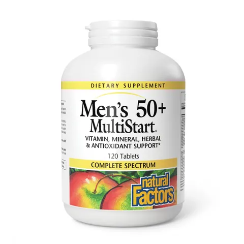 Natural Factors, Men's 50+ MultiStart, 120 Tablets – image 1