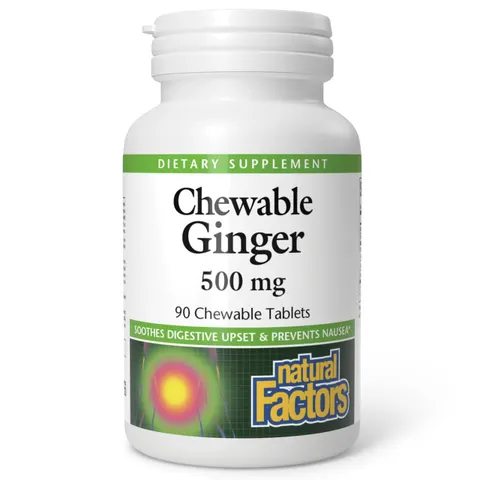 Natural Factors, Chewable Ginger, 500 mg, 90 Chewable Tablets – image 1