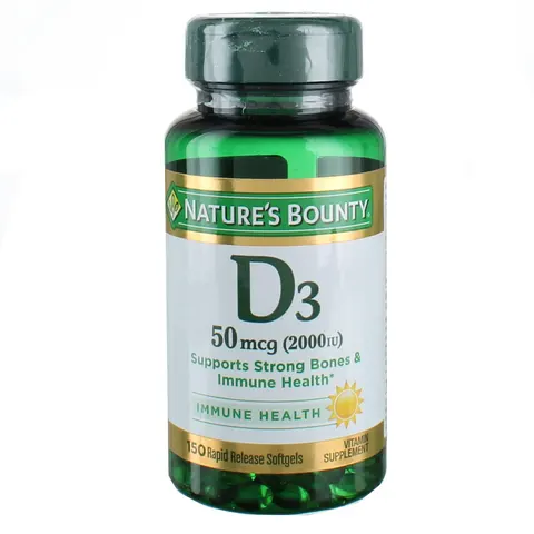 Nature's Bounty Vitamin D3 2000 IU Softgels – 150 Count – image 1