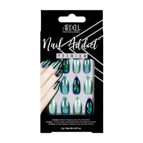 Ardell Nail Addict Green Glitter Chrome False Nails – image 1