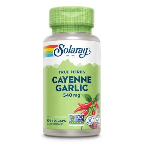 Solaray, True Herbs, Cayenne Garlic, 100 VegCaps – image 1
